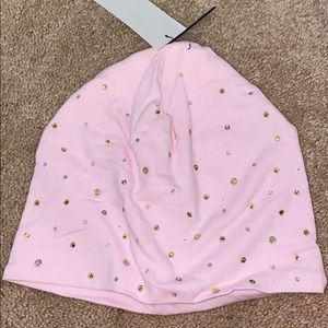 h&m pink beanie for kids with rhinestones